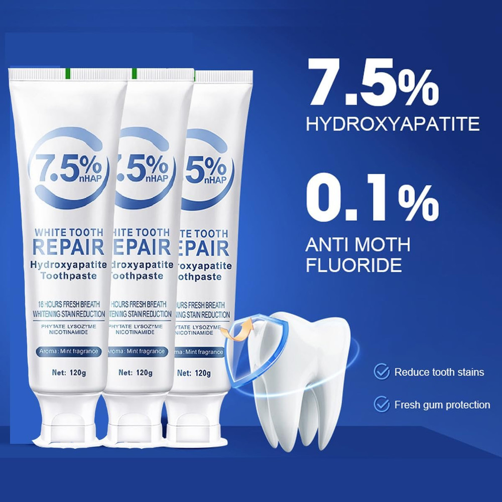 Hydroxyapatite Toothpaste for Enamel Protection and Tooth Strengthening,Hidro...