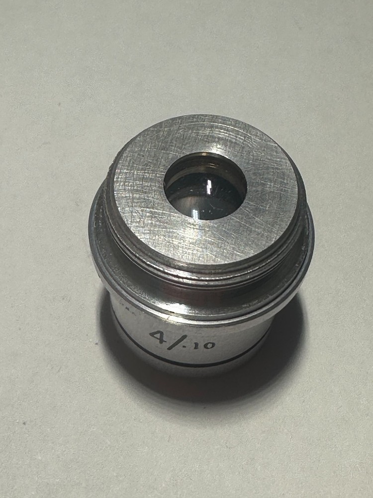 American Optical Microscope Objective Lens 4/.10 Cat. 130 Microscope Part Used