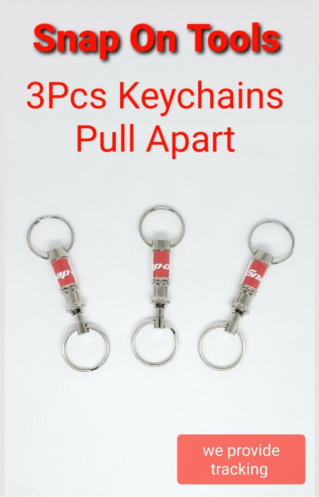 3Pcs Snap on tools Keychains Pull apart Key Chain pullapart Rings both ends NEW!