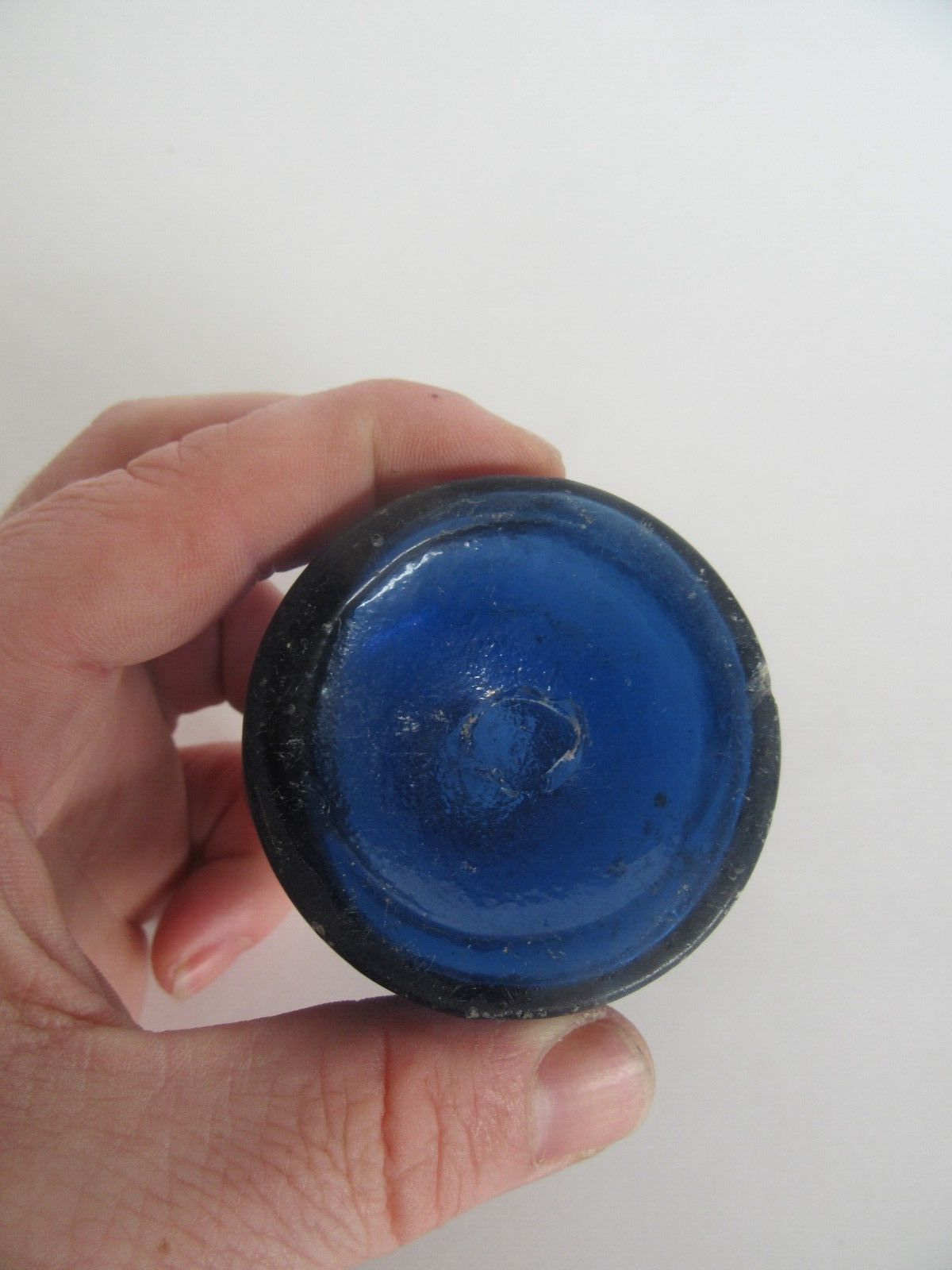 RARE Antique 1850's Harrison's Columbian Ink Cobalt Inkwell Bottle, Pontil