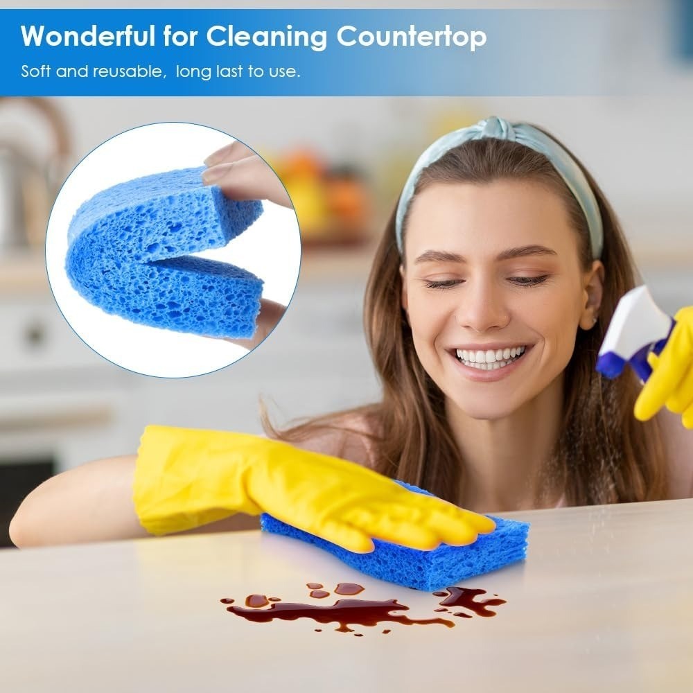 Premium 8 PCS Compressed Kitchen Sponges Non Scratch Scrub Sponges for Dish