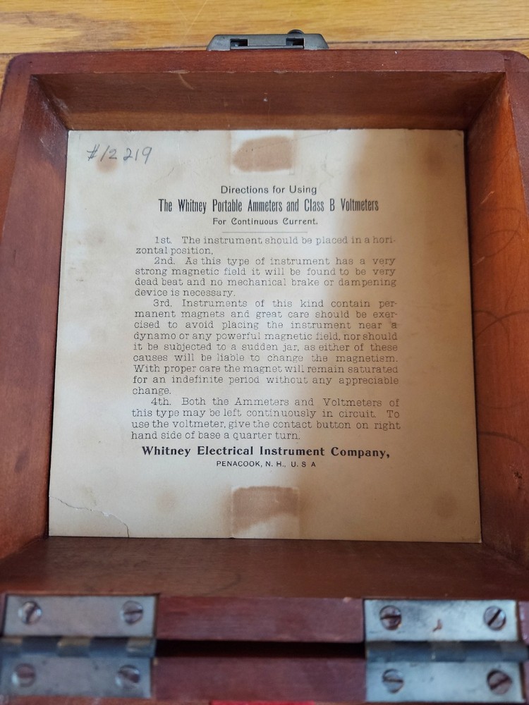 1920's Whitney Electrical Instrument: Continuous Current Voltmeter - Fast Ship