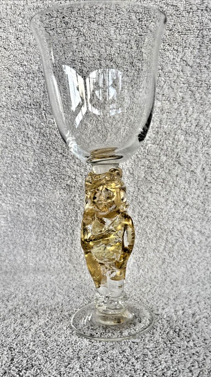 Gold Buddha Stem Glass Worshiping Goblet / Offering Goblet