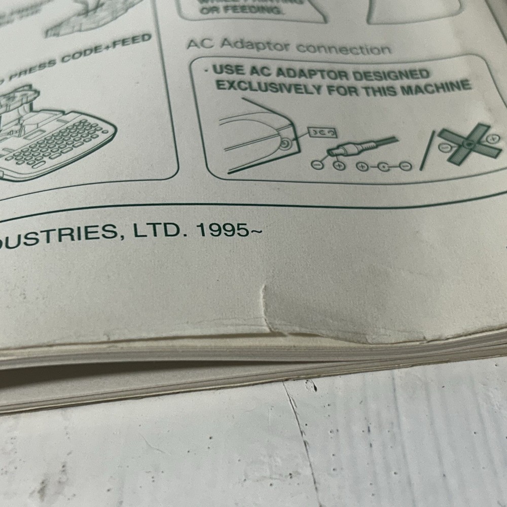 BROTHER P-Touch Extra Model PT-300 **USER GUIDE ONLY** Manual Label Maker