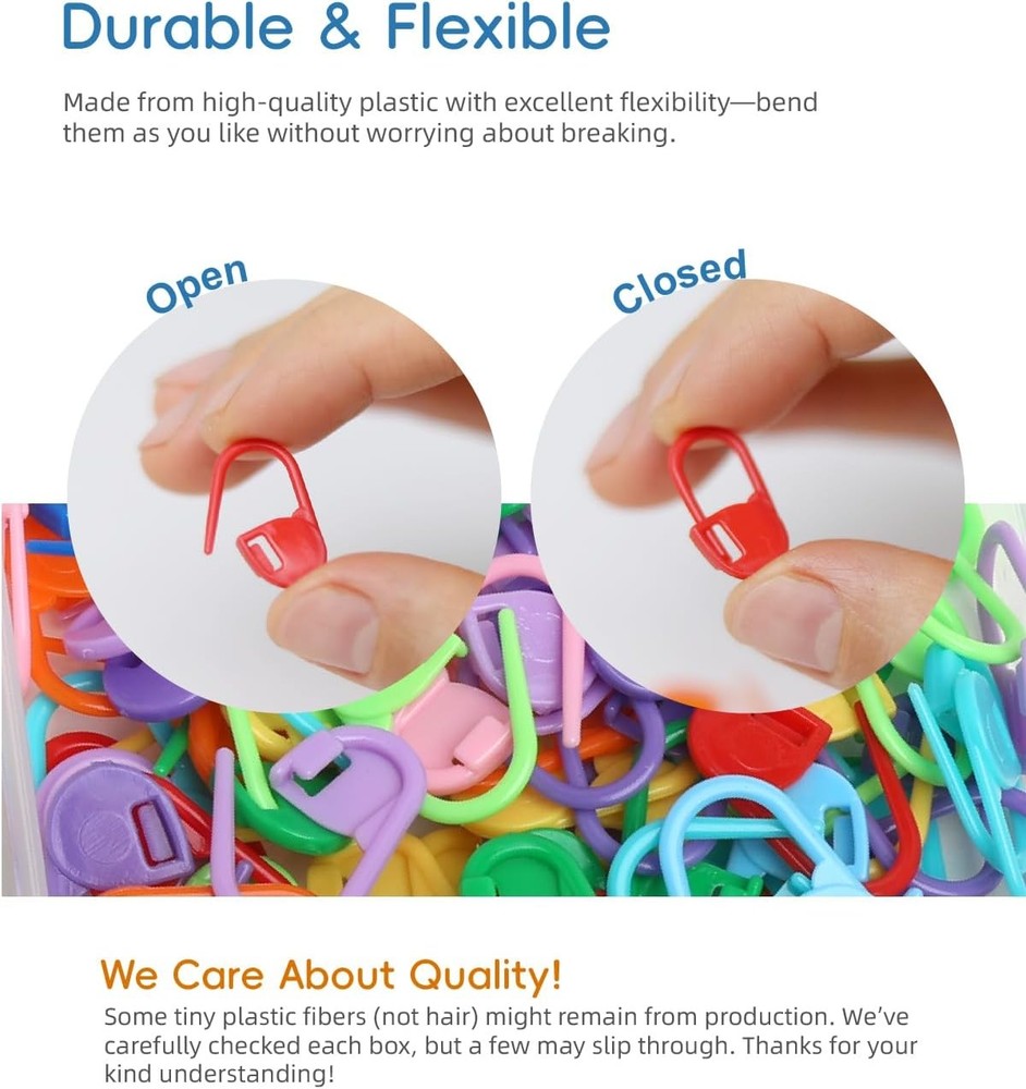 100PCS Crochet Stitch Markers by Flickzo – Locking Multicolor