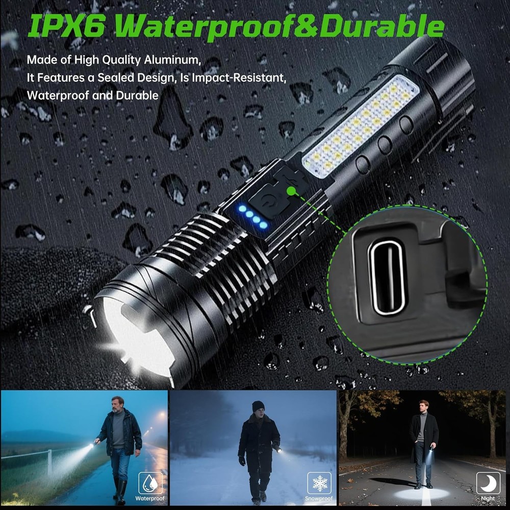 950000000 Lumen Super Bright LED Tactical Flashlight Rechargeable LED Work Light