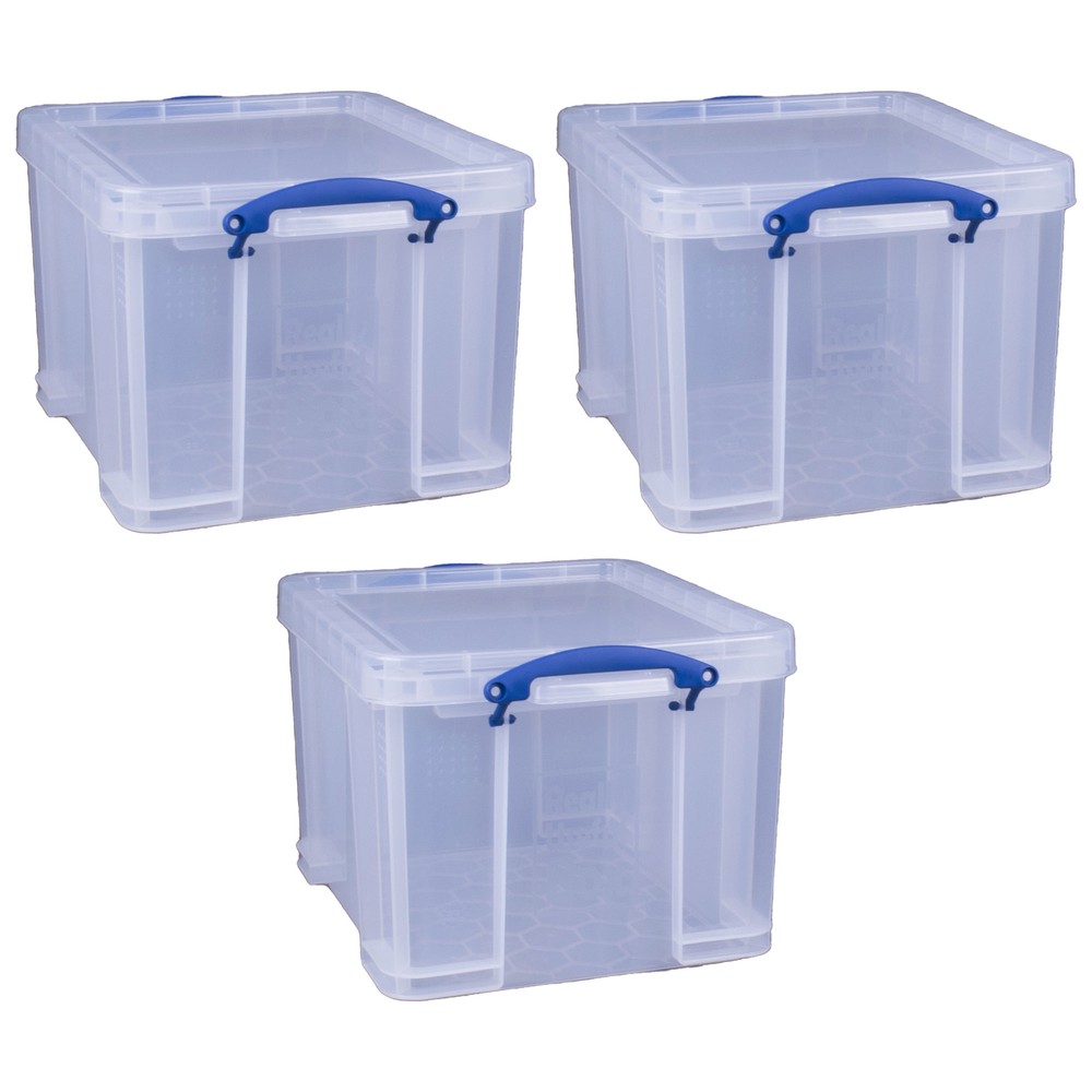 Really Useful Box 32 Liter Storage Container w/Snap Lock Handles, 9 Pack, Clear