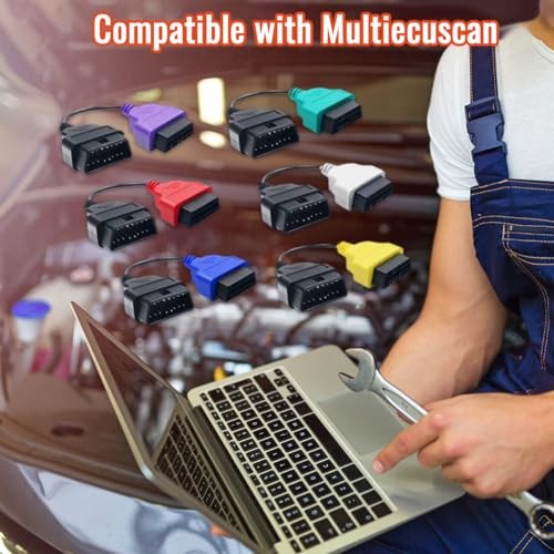 OBD2 Adapter 6PCS for MultiECUScan Adapter Cable 6 Colors Adapter Cable OBD2
