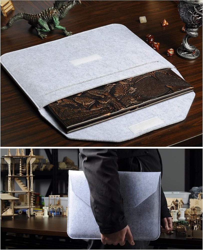 Faux Leather Dungeon Master Screen Embossed Dragon Mimic Four-Panel with Pockets