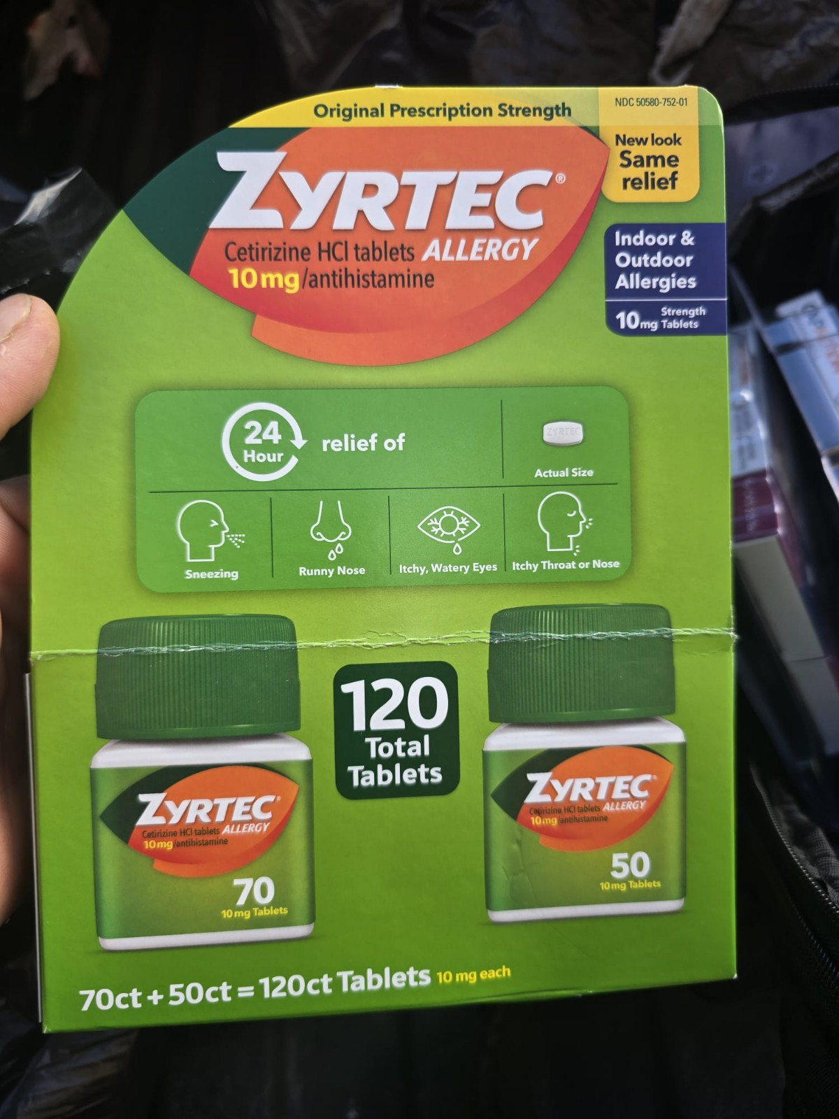 Zyrtec Cetirizine (10 mg) Allergy, 120 Tablets Exp 2027