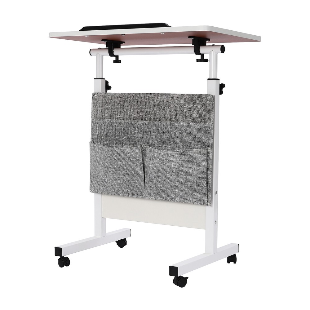 Rolling Laptop Desk Office Computer Table Adjustable Height Stand up w/ Storage