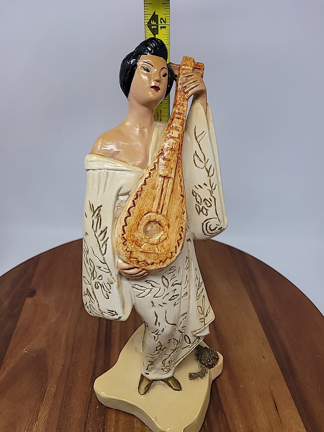 Japanese Asian Chalkware Vintage Two Figurines 12"