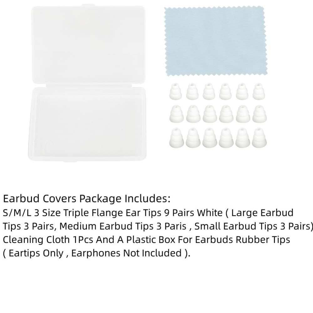 SNHTLS Earbud Tips Triple Flange Replacement large, White