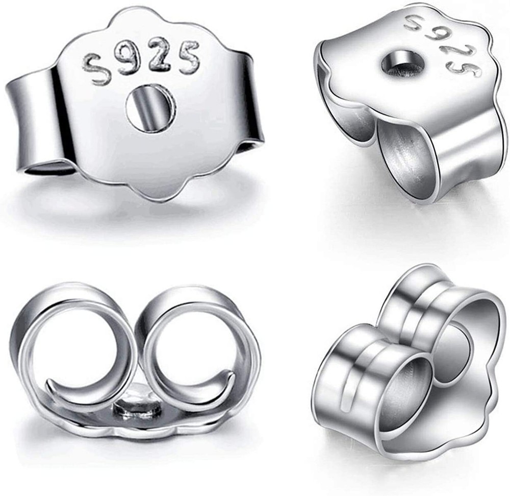 S925 Sterling Silver Earring Backs Replacements for Studs, 12Pcs/6Pairs Pierc...