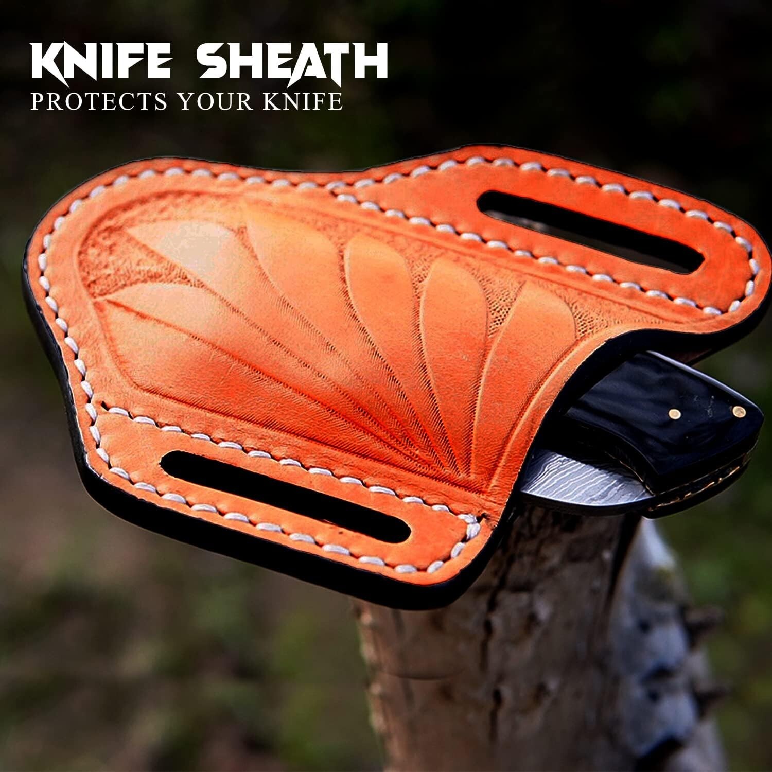 NEW FOLDING POCKET KNIFE SHEATH 4.5" LIGHT BROWN GENUINE LEATHER BELT CASE