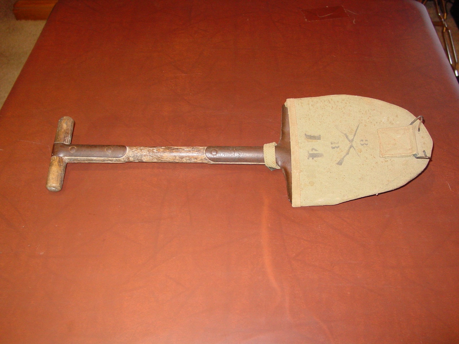 US Army Trench Shovel  T-Handle M1910 Vintage WW1 WW2 Original w/ Cover