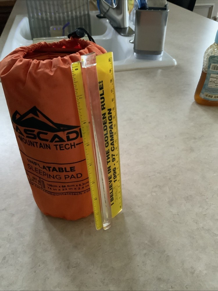 NEW Cascade Mountain Tech Inflatable Sleeping Pad Orange Lightweight Camping Pad