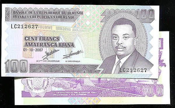 BURUNDI，P37，100-FR.，2007，UNC