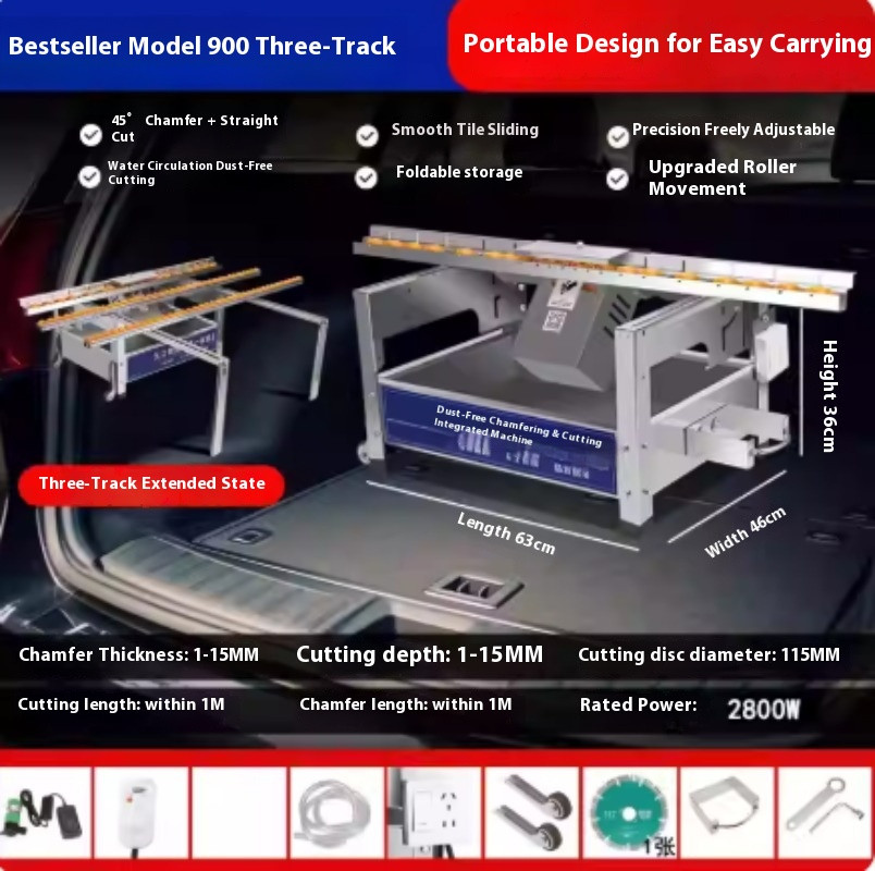 1600 Dust-Free Ceramic Tile Chamfering Machine Benchtop High-Precision Foldable