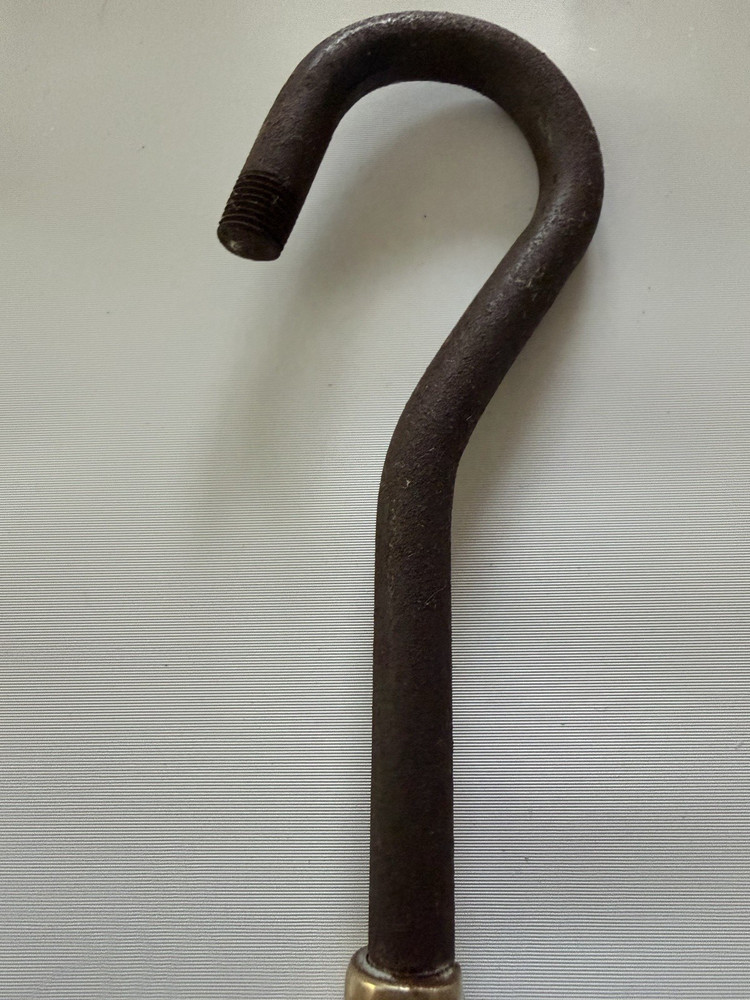 Vtg Solid Brass & Iron Fireplace Damper Open/Closed Hanging Sign Flue Pull Hook