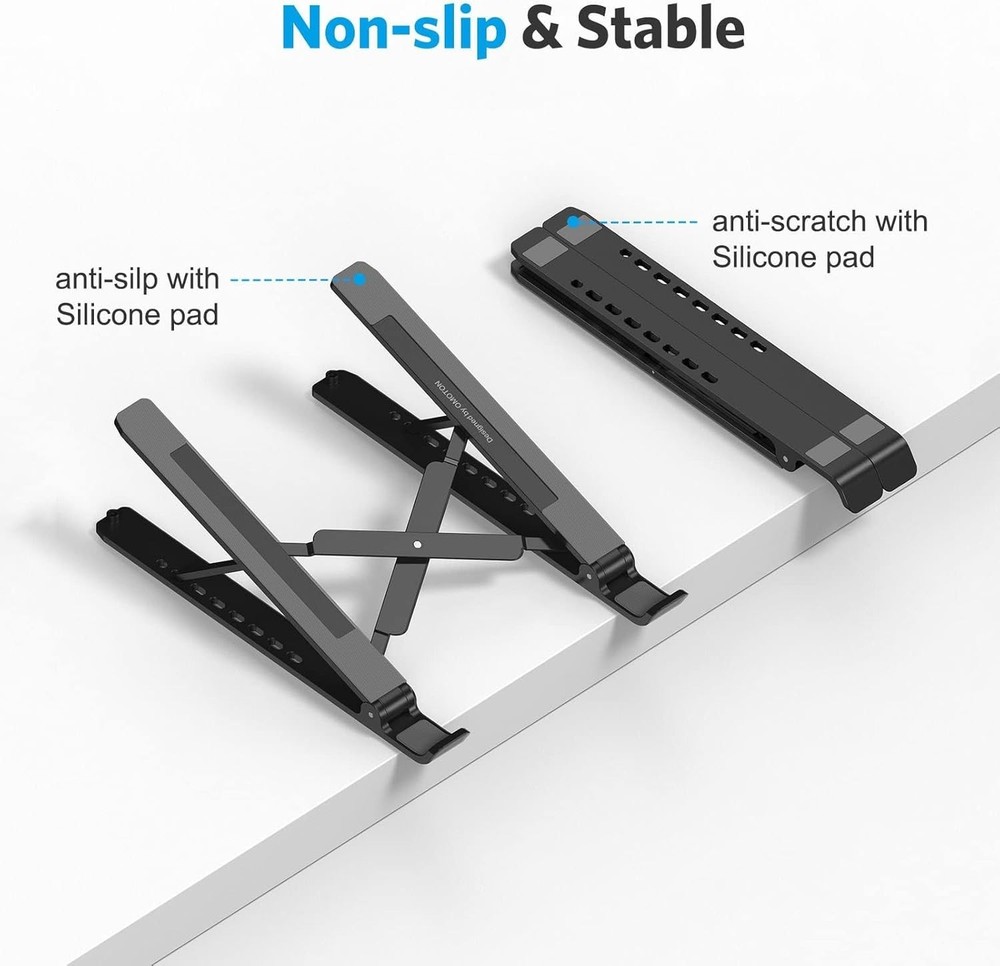 Foldable Laptop Riser with 7 Adjustable Heights - Compatible with All Laptops