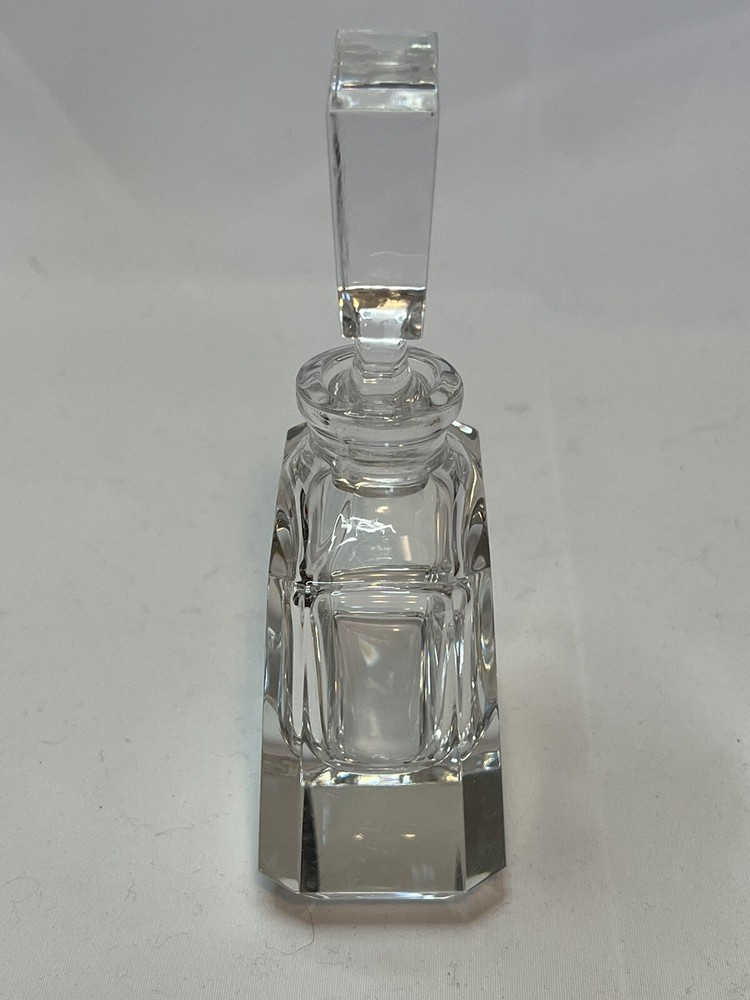 Vintage Oneida Rectangular Perfume Bottle Hand Cut And Blown KOREA Clear Crystal
