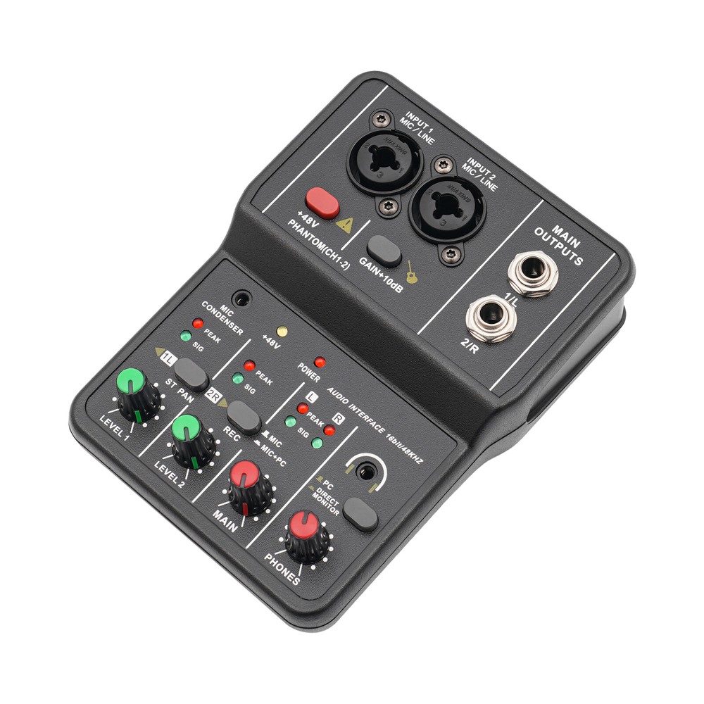Pro Bluetooth Audio Mixer 4Channel USB DJ Sound Mixing Console Amplifier Studio