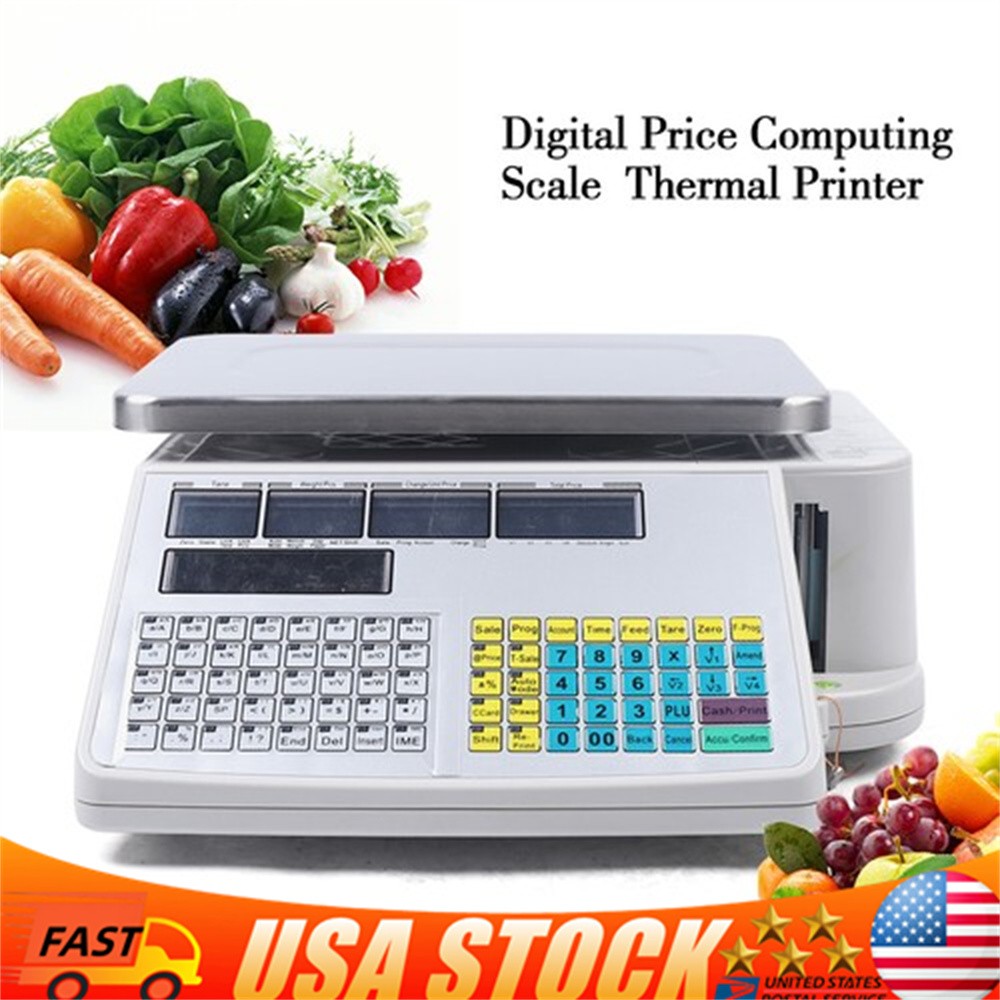 Commercial Digital Price Computing Scale with Label Barcode Printer 66 Lbs  110V