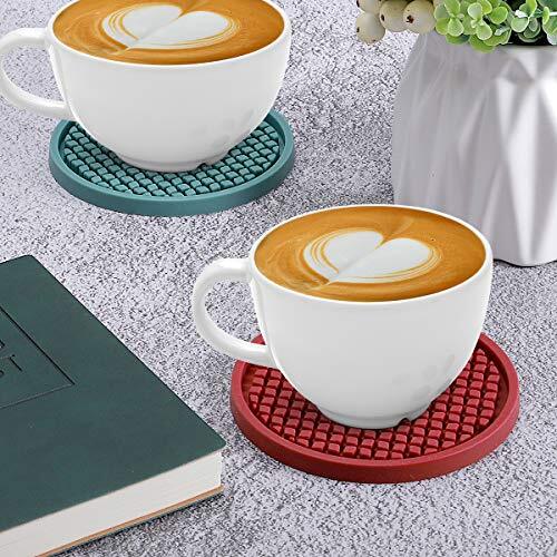 Silicone Coasters [6 Pack] Thickened Drink Coasters with Holder - 6 Pack-red