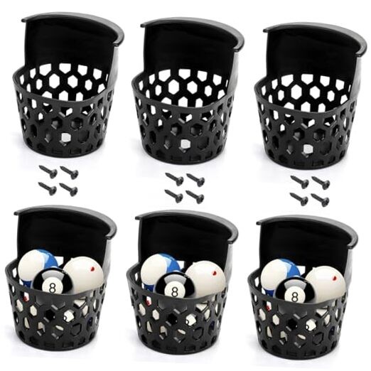 6 Pack Pool Table Pockets, Heavy Duty Billiard Set Including 4 Corner and 2
