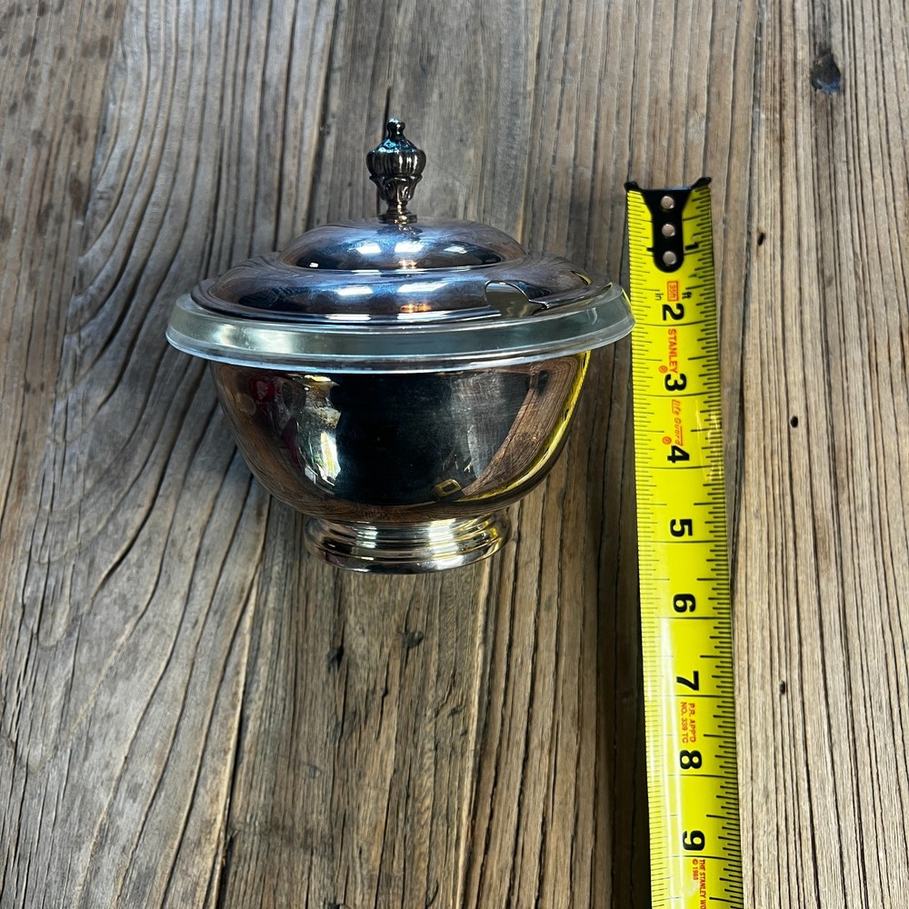 Sheffield Silver Co Covered Dish Silverplate Pyrex Glass Insert