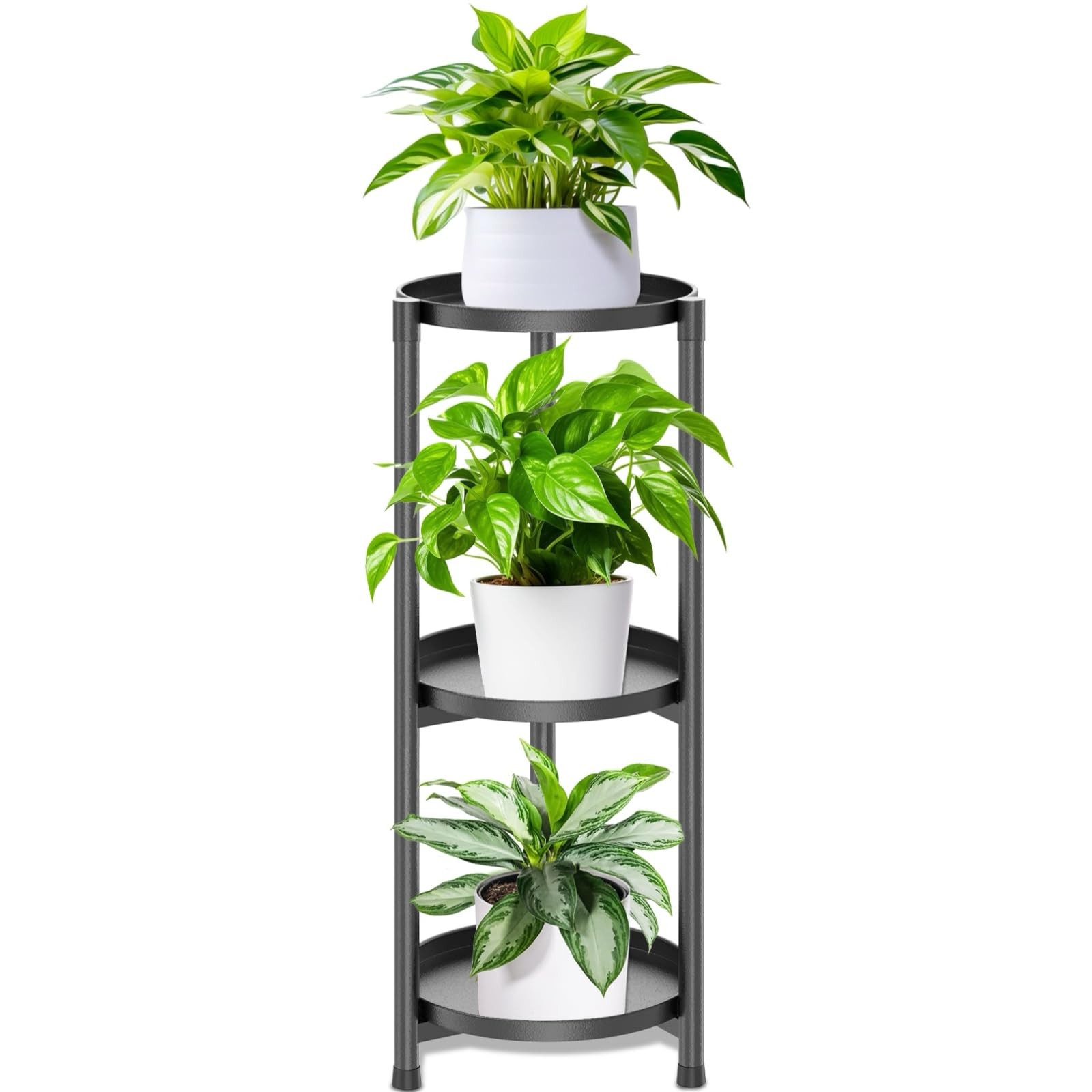 3 Tier Plant Stand Indoor, Black Metal Corner Tall Plant Stands for Multiple ...
