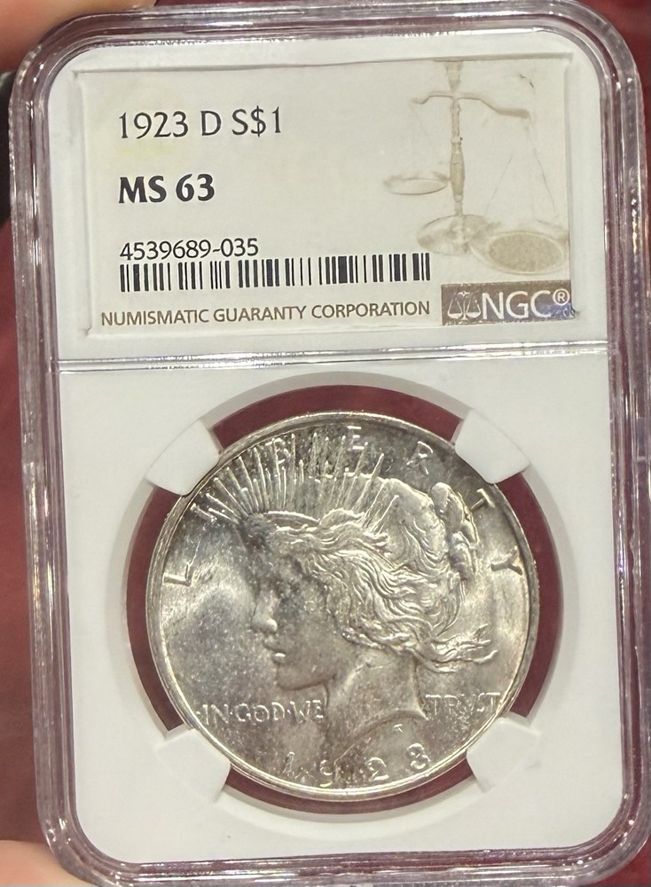 1923 D Peace Dollar NGC MS63
