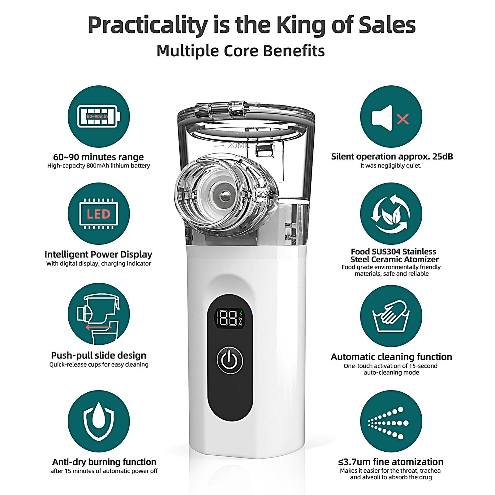 Efficient Nebulisation Machine For Home And Travel - Quiet Rechargeable Durable