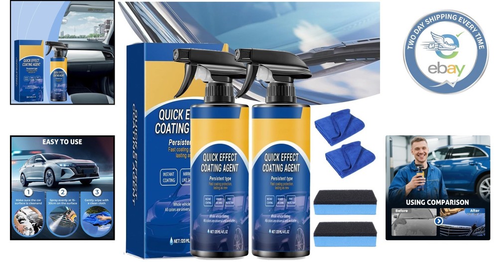 2 Pack Quick Effect Car Coating Spray - Ultimate Paint & Glass Protector