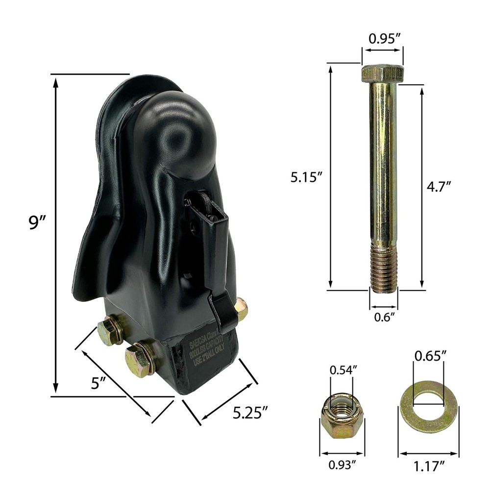 Adjustable Trailer Coupler with 5-Position Channel Bracket, 2" - 8,000 lbs