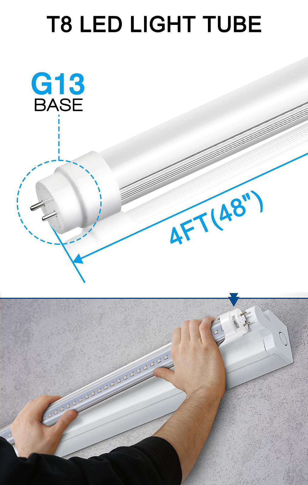 10-100 PACK LED G13 4FT 4 Foot T8 Tube Light Bulbs 18W 6000-6500K Cool White