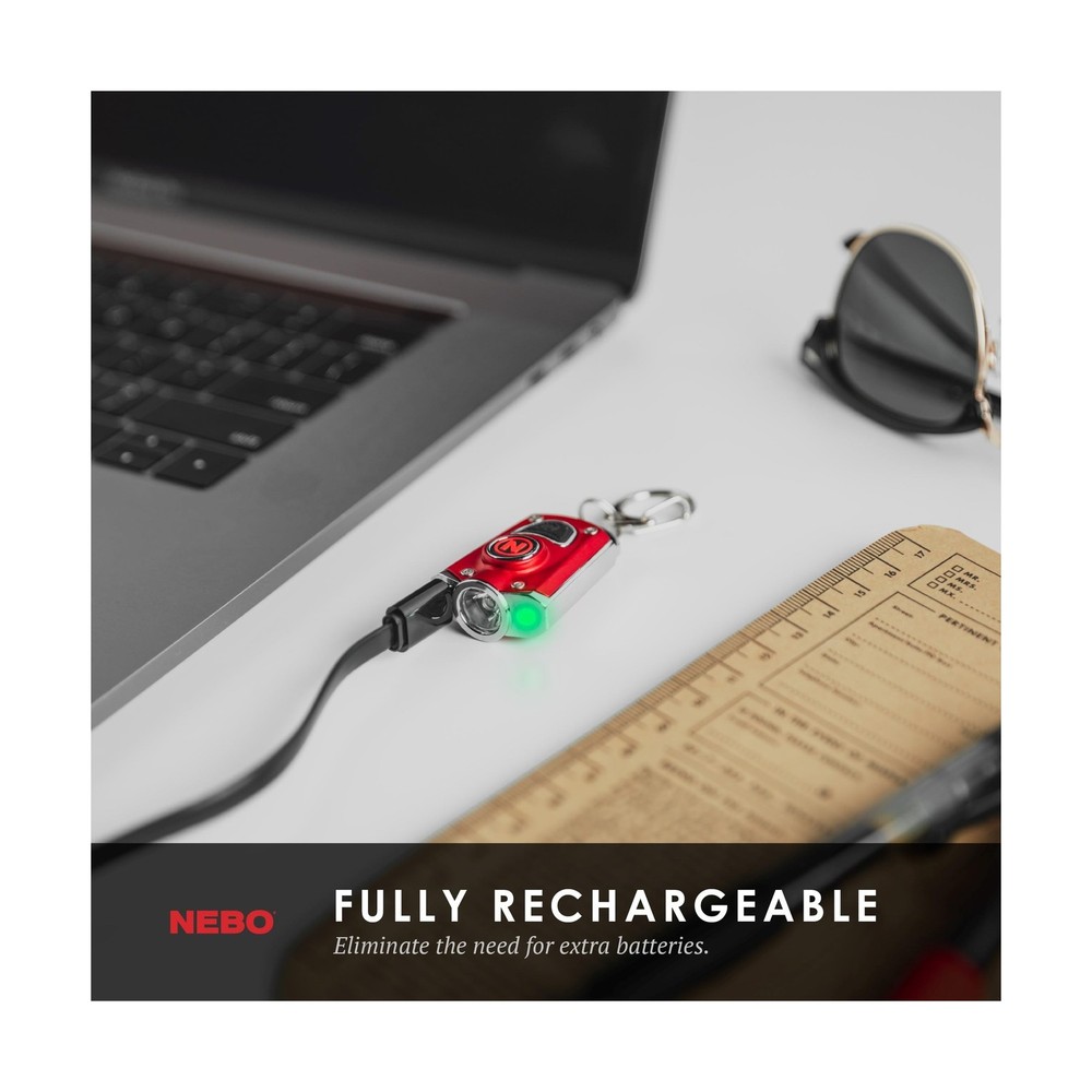 NEBO Mycro Rechargeable LED Keychain Light | Key Ring Flashlight Fe... Fast Ship