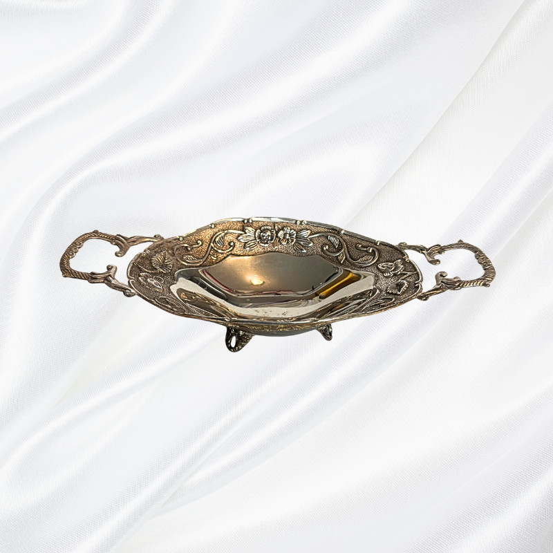 Studio Silversmiths Silverplated Floral Footed Oblong Dish