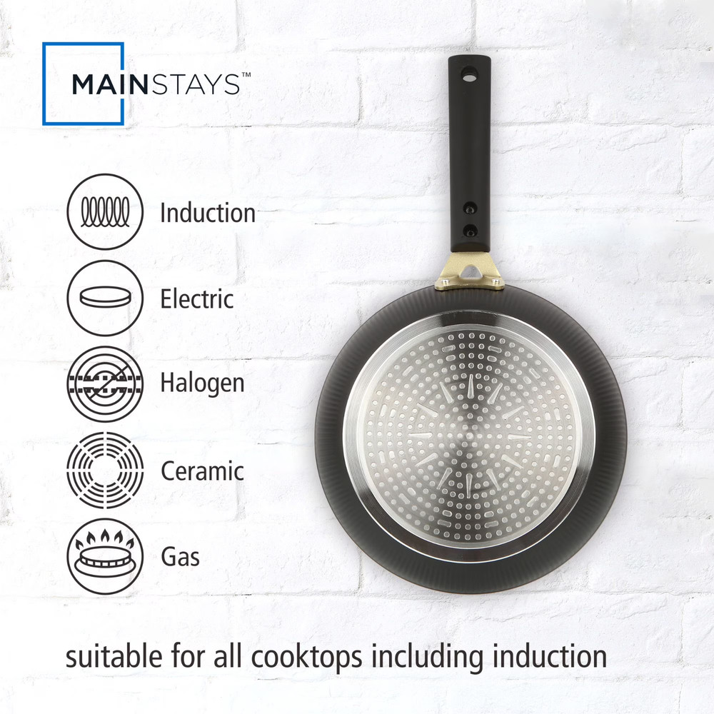 Mainstays Striped 10 Pcs Nonstick Ceramic Cookware Set Black