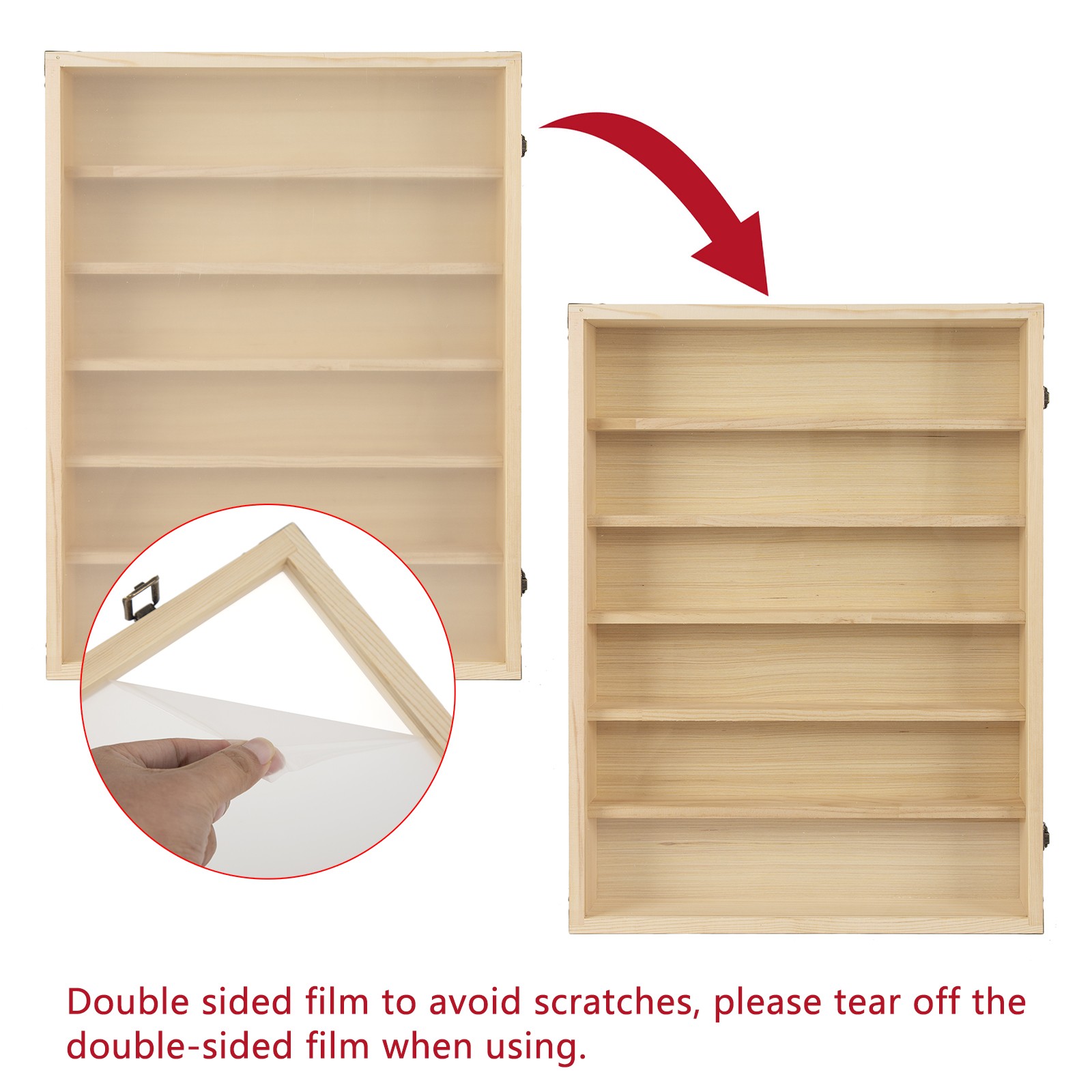 6 Tier Wooden Wall Mounted Display Cabinet Model Toy Collection Locker