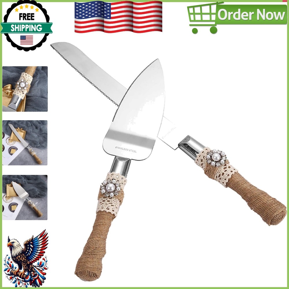 Rustic Wedding Cake Knife and Serving Set - Handmade Elegance for Special Days