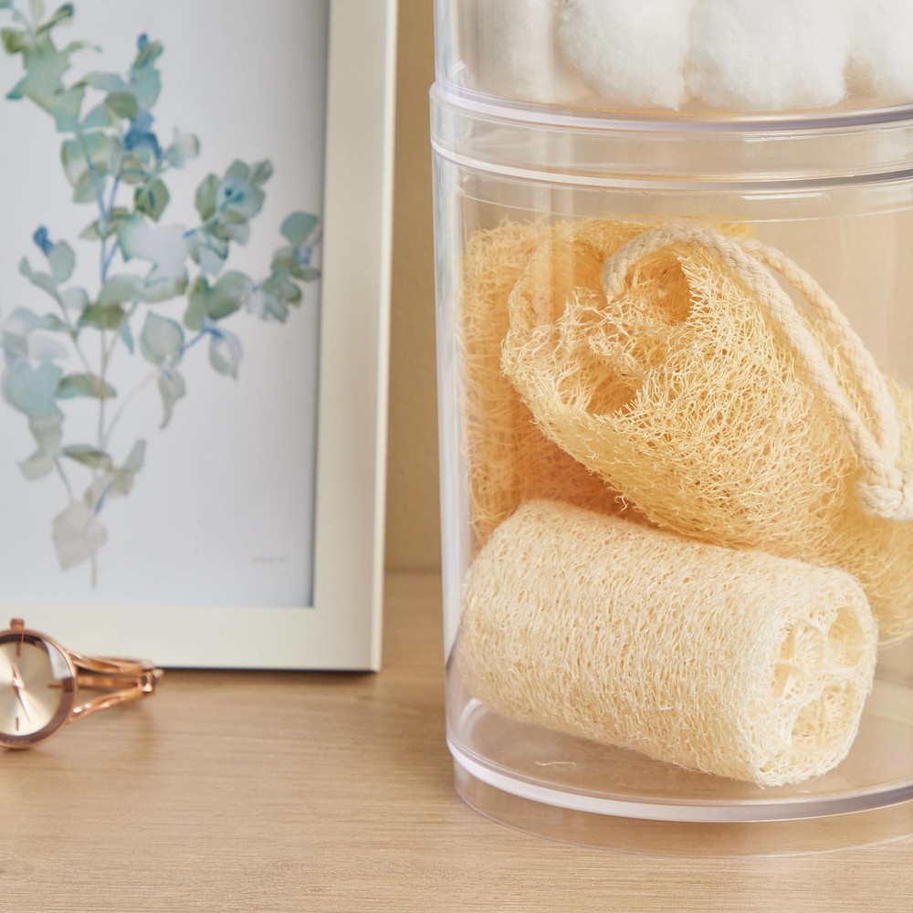 STORi Bella Tall Scrunchie Holder | Stackable Clear Plastic Container Set of ...
