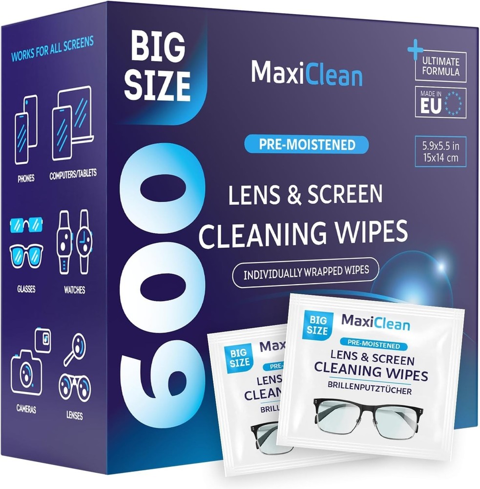 Pre-Moistened Lens Cleaning Wipes, 600 Count