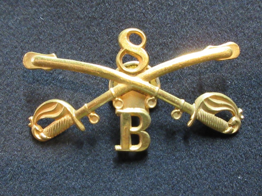 1896 Cavalry Enlisted Screw Back Cap Insignia - Original
