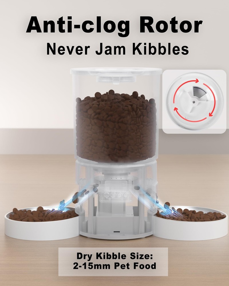 Automatic Cat Feeder 2 Cats 4.2L Dispenser Double Bowls Programmable Portion Voi