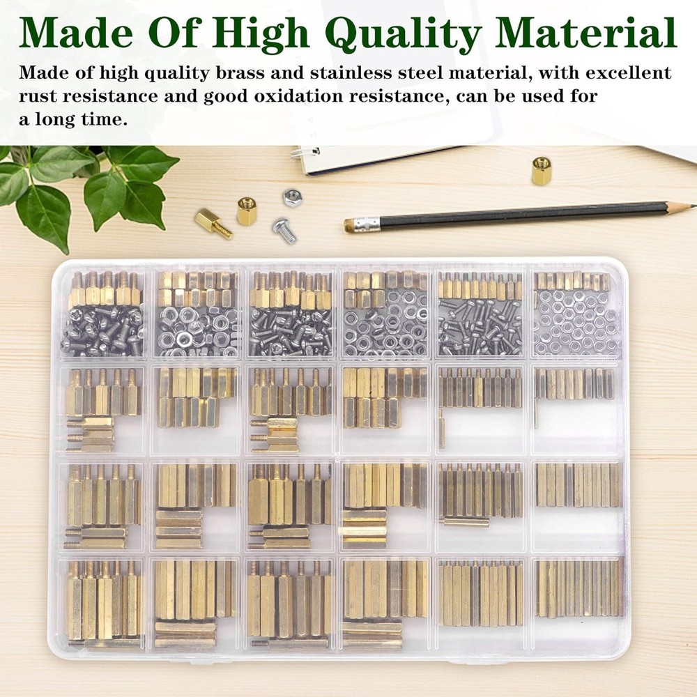 Complete 480-Piece Standoff & Screw Set for DIY Electronics - Brass Finish
