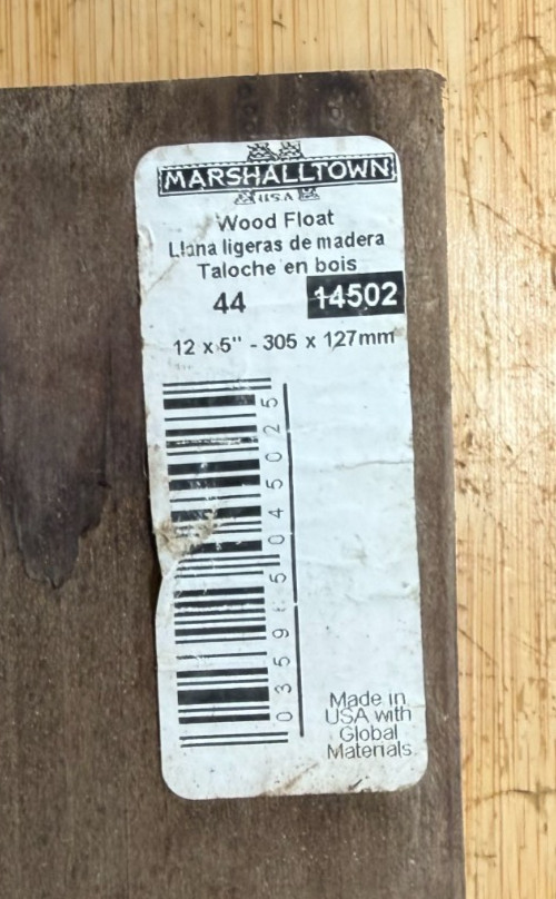 Marshalltown - 44 Straight Grain Wood Float 12in x 5in