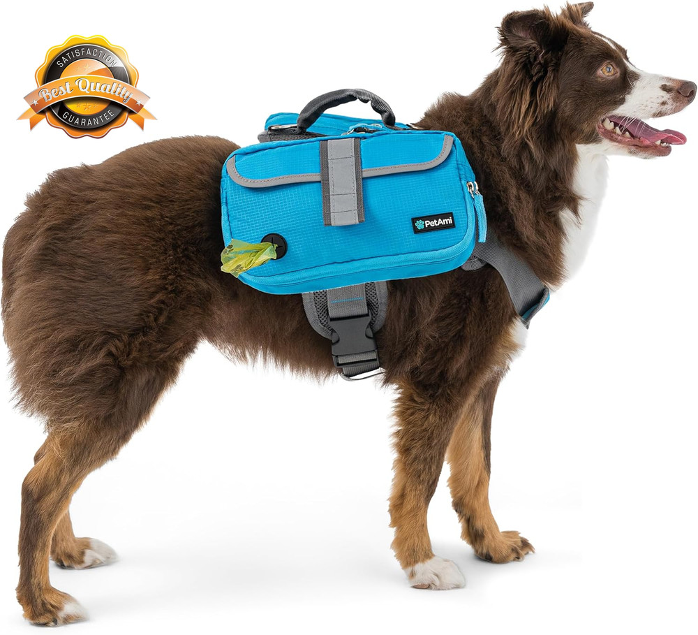 Dog Backpack Harness Medium Large Hiking Saddle Bag Pack Reflective
