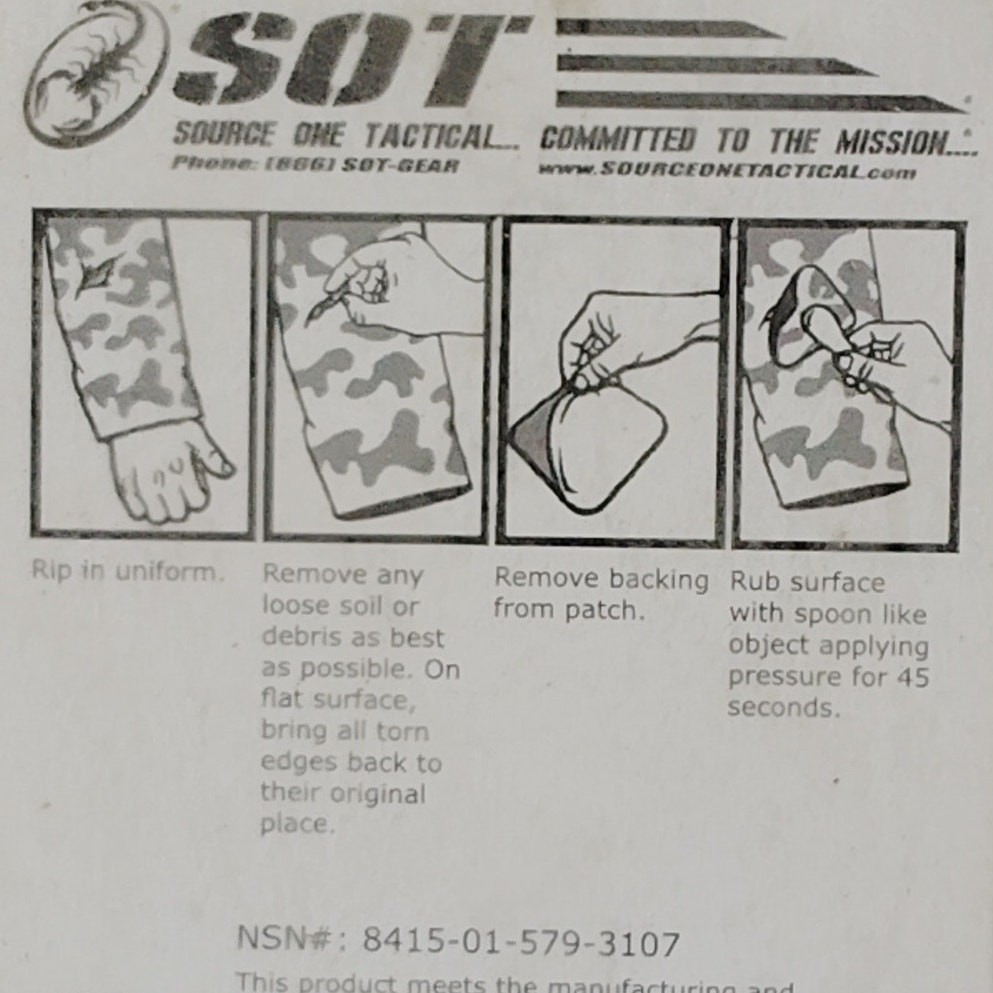 SOT Source One Tactical Patch 4" x 3" Peel & Stick ACU Digital Camouflage